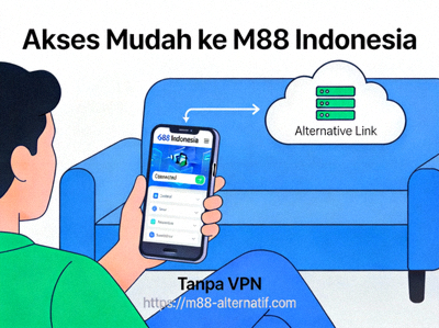 Ilustrasi akses mudah ke M88 Indonesia tanpa VPN melalui link alternatif