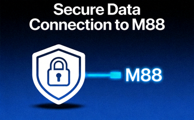 Gambar simbol keamanan data dan koneksi langsung yang aman ke M88