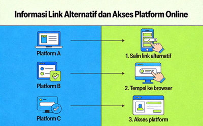 Ilustrasi informasi tentang link alternatif dan akses platform online