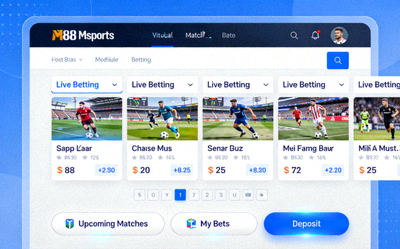 Tampilan antarmuka taruhan olahraga M88 Msports yang responsif