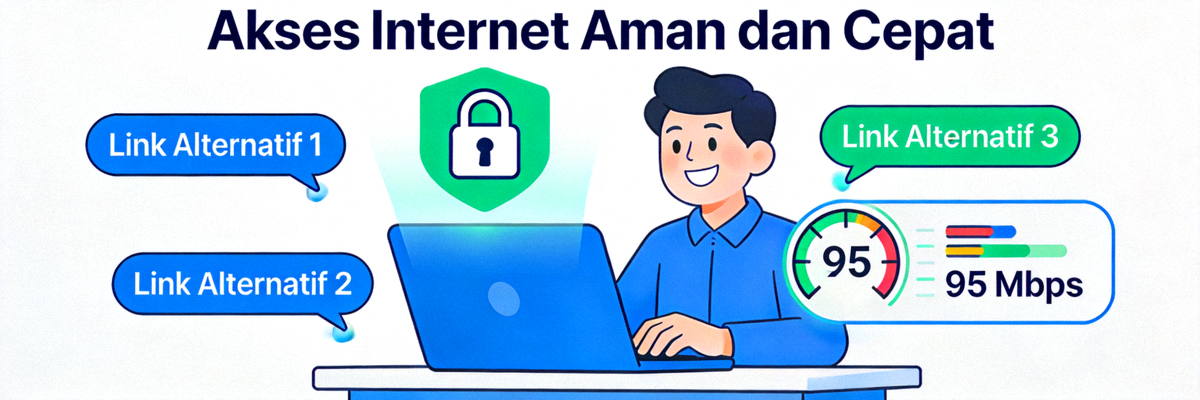 Ilustrasi akses internet aman dan cepat untuk informasi link alternatif
