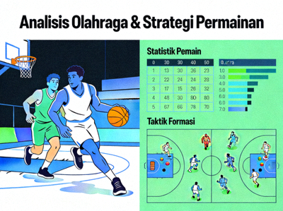 Ilustrasi konten analisis olahraga dan strategi permainan