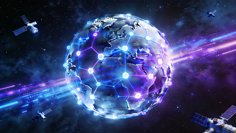 Gambar futuristik teknologi jaringan masa depan dan konektivitas global